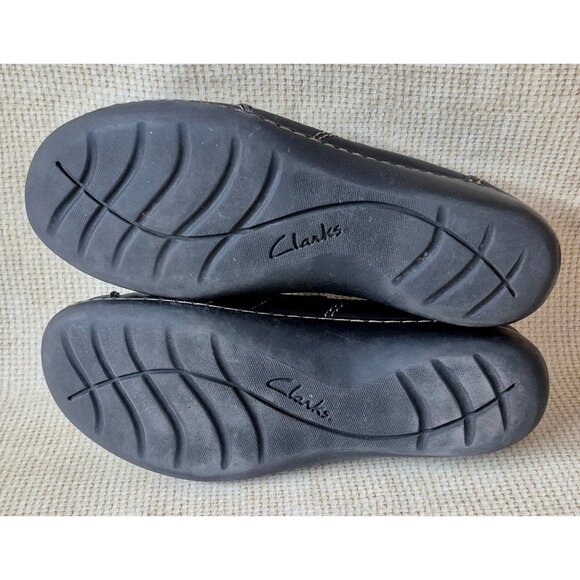 Clarks Bendables Ashland Alpine Slip On Black Leather Flat Comfort Shoes Size 9W - Picture 10 of 12